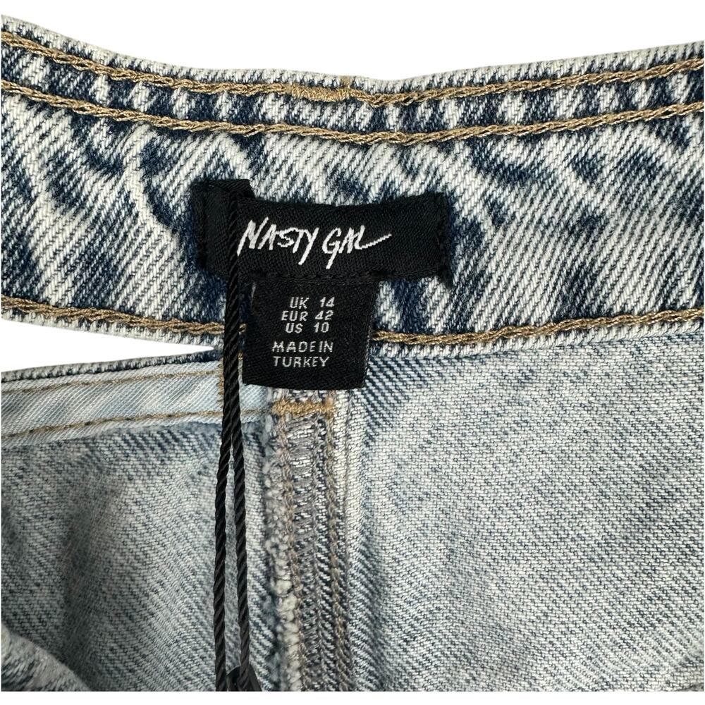 Nasty Gal Denim Maxi Skirt High Waist Side Slit Cut Out Pocket Size 10 - Picture 12 of 13